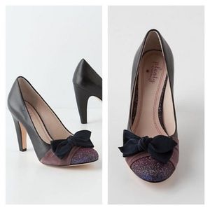 PLENTY Tracy Reese *valentine* RAJA Glitter Pumps w/Bow anthropologie